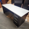 72" White & Espresso Straight Desk w/ Client Knee Space